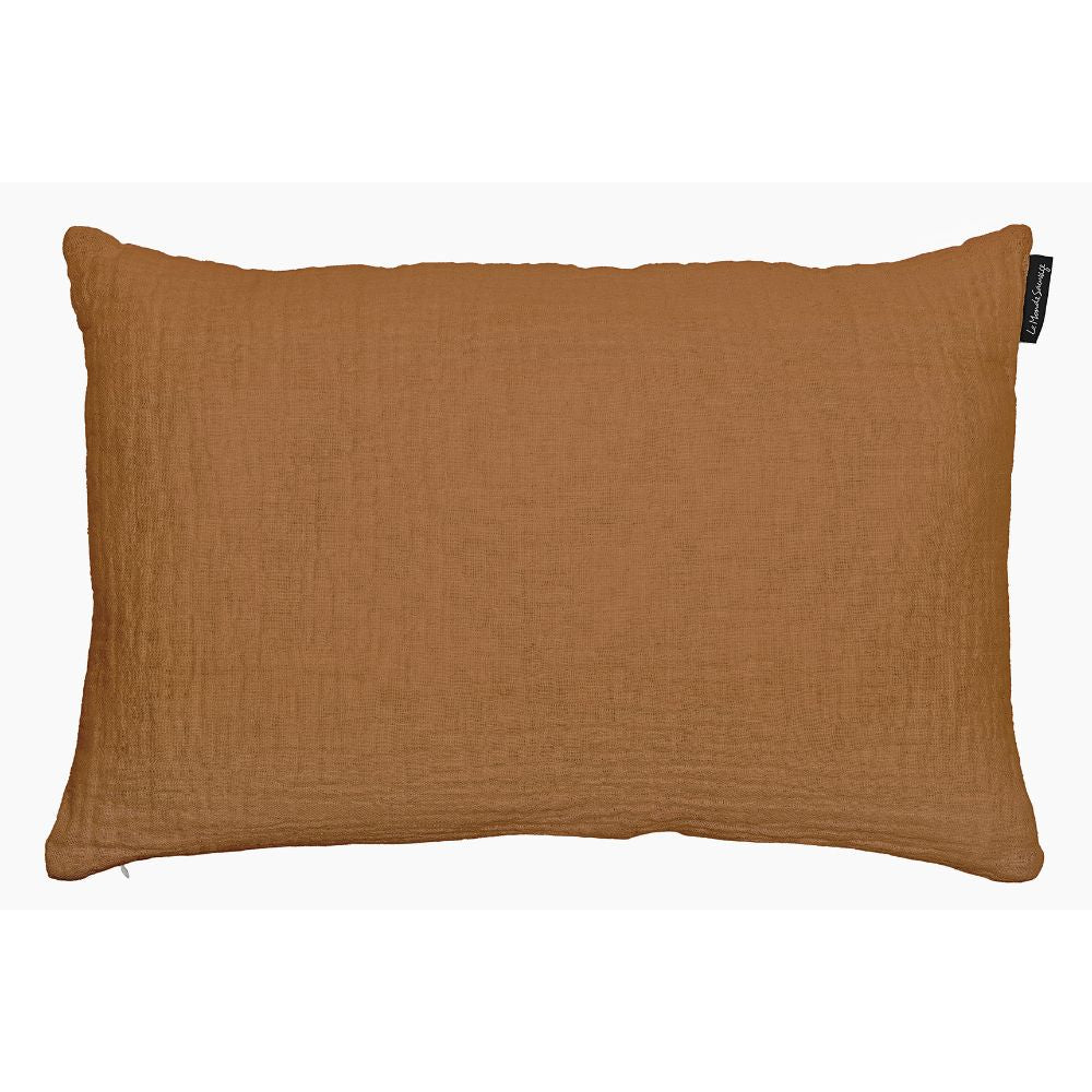 Coussin en lin gaufré Cuir dark - Le Monde Sauvage