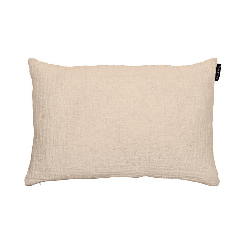 Waffled linen cushion in Leather light