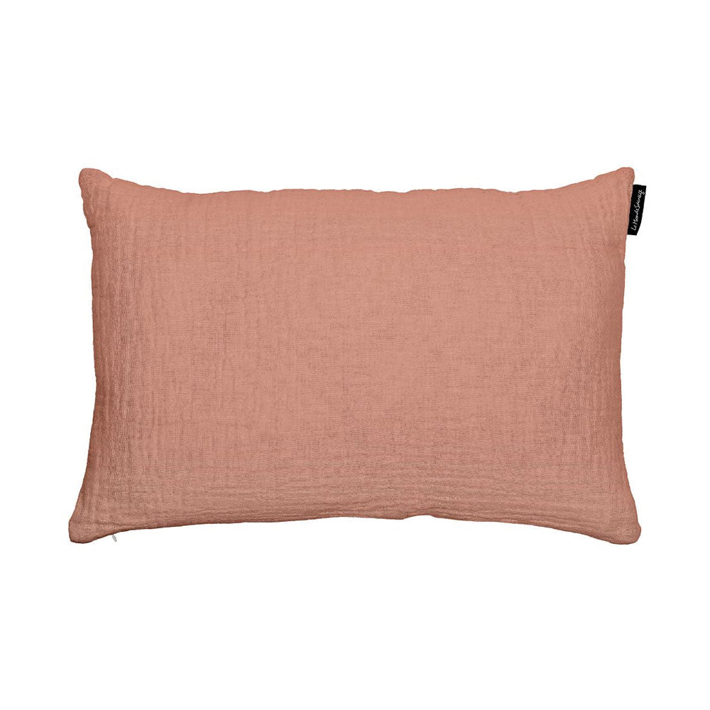 Waffled linen cushion in Nude dark