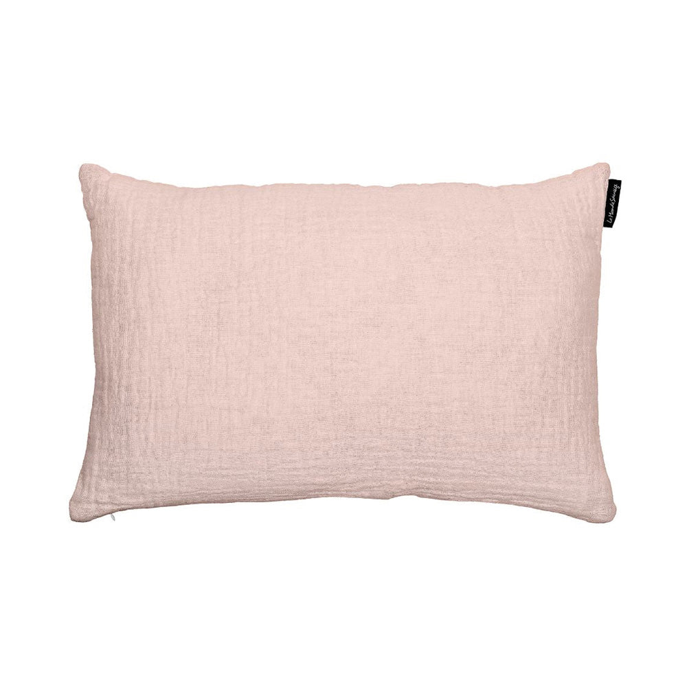 Waffled linen cushion in Nude light