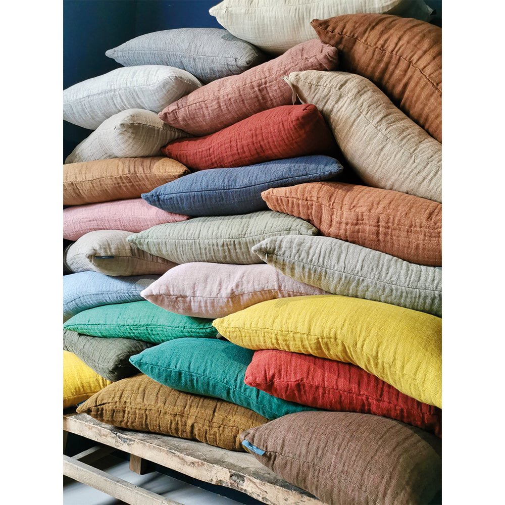 Coussin en lin gaufré Zurich light - Le Monde Sauvage